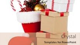  Presentation with shoe - Cool new slides with santa's shoe on white background backdrop and a coral colored foreground