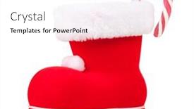  Presentation with shoe - Presentation theme having santa's shoe on white background background and a white colored foreground