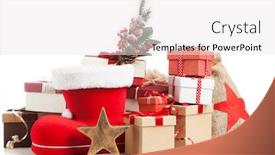  Presentation with shoe - PPT layouts with santa's shoe on white background background and a white colored foreground