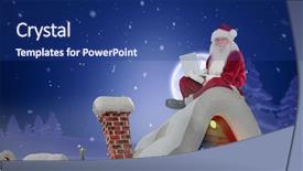  Presentation with winter scene - Amazing presentation theme having santa sits and uses a laptop against winter snow scene backdrop and a ocean colored foreground