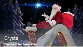  Presentation with winter scene - Beautiful presentation design featuring santa sits leaned on his bag and has no clue against winter snow scene backdrop and a gray colored foreground
