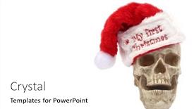  Presentation with merry christmas - Audience pleasing PPT theme consisting of santa-skull-a-human-skull backdrop and a white colored foreground
