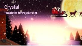  Presentation with falling snow - Amazing PPT theme having santa sleigh - snow falling against full moon backdrop and a wine colored foreground