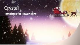  Presentation with fantasy full moon in night - Presentation with santa sleigh - snow falling against full moon background and a tawny brown colored foreground