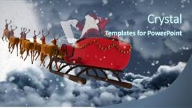  Presentation with falling snow - Beautiful presentation theme featuring santa sleigh - snow falling against moon shining backdrop and a ocean colored foreground