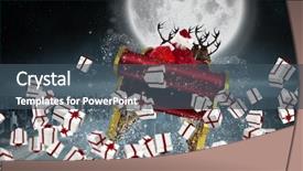  Presentation with santa sleigh - Beautiful presentation featuring santa sleigh - white and red christmas presents backdrop and a ocean colored foreground