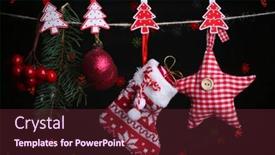  Presentation with christmas black - Presentation theme enhanced with santa sock and christmas accessories on black background with lights background and a tawny brown colored foreground