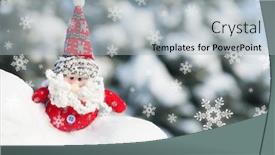  Presentation with toy - Beautiful slide set featuring santa-toy-in-snowdrift backdrop and a light gray colored foreground