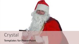  Presentation with cigar - PPT theme featuring santa with a cigar portrait isolated on white with room for your text background and a soft green colored foreground