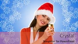  Presentation with goblet - Beautiful PPT theme featuring santa woman and goblet with champaign backdrop and a red colored foreground