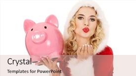  Presentation with kiss band - Colorful presentation theme enhanced with santa woman holding a piggy backdrop and a  colored foreground