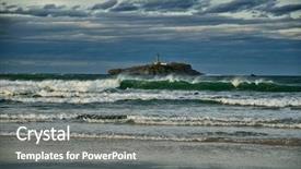  Presentation with destination - Presentation theme featuring santander - spanish destination on atlantic ocean background and a gray colored foreground