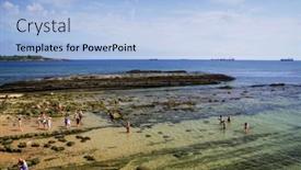  Presentation with 2018 beach - Slide deck with santander-cantabria-spain-july-27 background and a light blue colored foreground