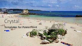  Presentation with 2018 beach - Amazing PPT theme having santander-cantabria-spain-july-27 backdrop and a soft green colored foreground