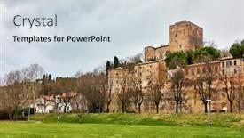  Presentation with italy - Colorful PPT layouts enhanced with santarcangelo-di-romagna-town backdrop and a sky blue colored foreground