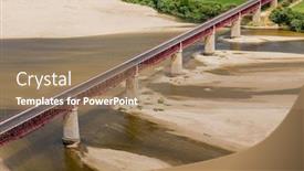  Presentation with sol - Presentation design having santarem-portugal-ponte-dom-luis background and a coral colored foreground