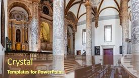  Presentation with architecture columns - Theme featuring santarem-portugal-september-09-2017 background and a tawny brown colored foreground