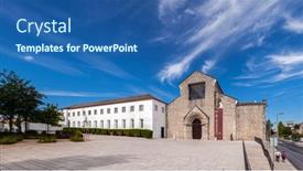  Presentation with gothic architecture - Slide deck consisting of santarem-portugal-september-11-2017 background and a  colored foreground