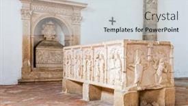  Presentation with gothic architecture - Audience pleasing presentation theme consisting of santarem-portugal-september-12-2015 backdrop and a sky blue colored foreground