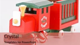  Presentation with peppermint - Slide set having santa's express toy train background and a coral colored foreground