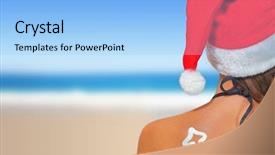  Presentation with caribbean christmas - Slides with santas hat with christmas background and a light blue colored foreground