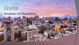  Presentation with chile - Presentation theme enhanced with santiago-de-chile-dwontown background and a light blue colored foreground