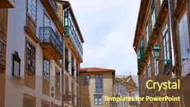  Presentation with end - Colorful PPT theme enhanced with santiago de compostela end backdrop and a tawny brown colored foreground