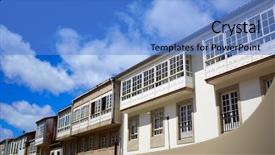  Presentation with end - Cool new presentation design with santiago de compostela facades end of saint james way in galicia spain backdrop and a teal colored foreground