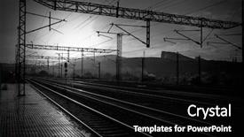  Presentation with train - Colorful PPT theme enhanced with santiago de compostela sunrise at train railways end of saint james way backdrop and a black colored foreground