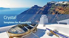  Presentation with view of the old port - Cool new presentation theme with santorini - view with old boat backdrop and a  colored foreground