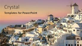  Presentation with santorini - Presentation theme with santorini-at-sundown-the-famous background and a coral colored foreground