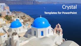 Presentation with santorini - Beautiful presentation featuring santorini church firostefani backdrop and a teal colored foreground