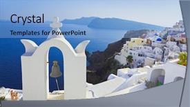  Presentation with santorini - Amazing presentation having santorini church oia greece - vacation backdrop and a light blue colored foreground