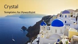  Presentation with santorini - Audience pleasing presentation design consisting of baking background with organic eggs flour wheat grains oatmeals butter and rolling pin on dark wooden table pastry making and bakery concept top view copy space backdrop and a tawny brown colored foreground.