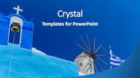  Presentation with santorini - Amazing slide deck having santorini greece - oia village typical backdrop and a dark gray colored foreground