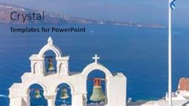  Presentation with santorini - Presentation theme with santorini-greece-conceptual-composition background and a teal colored foreground