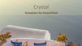  Presentation with santorini - Presentation design enhanced with santorini-greece-two-chairs background and a soft green colored foreground