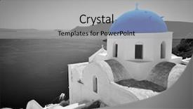  Presentation with church blue - Slides consisting of santorini island greece black background and a light gray colored foreground