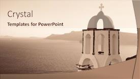  Presentation with greece blue - PPT theme enhanced with santorini-island-with-blue-dome background and a lemonade colored foreground