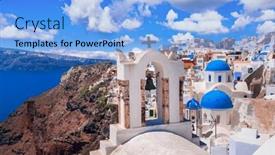  Presentation with cyclades - Theme featuring santorini-oia-village-cyclades-greece background and a  colored foreground