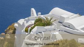  Presentation with santorini - Cool new PPT layouts with santorini oia village terasse by the sea greece backdrop and a coral colored foreground