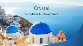 Presentation with church blue - PPT layouts with santorini-skyline-with-blue-dome background and a sky blue colored foreground