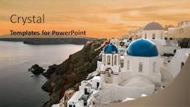  Presentation with santorini - Colorful PPT layouts enhanced with santorini sunset backdrop and a yellow colored foreground