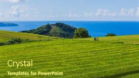  Presentation with tea plantation - PPT theme enhanced with sao-miguel-azores-island-portugal background and a tawny brown colored foreground