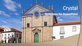  Presentation with church building - Slide deck enhanced with sao paulo church 16th century background and a teal colored foreground