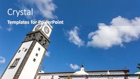  Presentation with church - Cool new PPT theme with sao-sebastiao-church-ponta-delgada backdrop and a ocean colored foreground