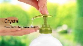  Presentation with liquid - Audience pleasing theme consisting of saop - female hands using liquid soap backdrop and a yellow colored foreground