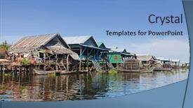  Presentation with cambodia - PPT theme with sap - floating fishing village in cambodia background and a light blue colored foreground