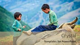  Presentation with children growth - Slides having sapa-vietnam-june-10-2011 background and a coral colored foreground