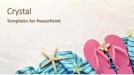  Presentation with beach sands - Colorful presentation design enhanced with sapce - beach accessories on sands backdrop and a cream colored foreground